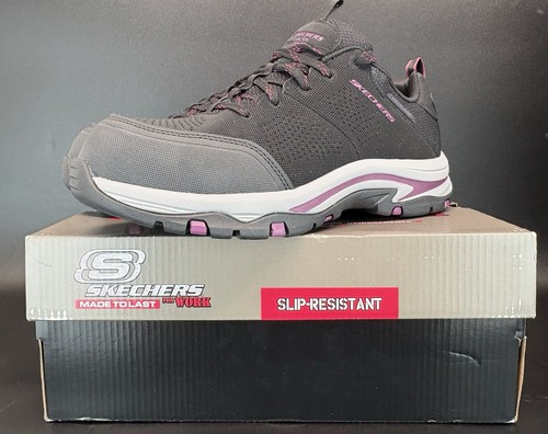 Skechers Women’s 9 Wide Fit Work Sneakers Safety Comp Toe Grey Shoes TreGo - Picture 2 of 12