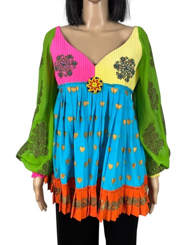Manish Arora Silk Blouse Pleated Emblished Decor size XL - Picture 2 of 19