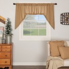 Farmhouse Swag Pair Tan Rod Pocket Burlap Kitchen Window Curtains VHC Brands