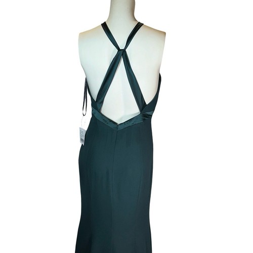 Alfred Sung Evergreen Luxe Charmeuse Straps Crepe Floor Dress Size 4R NWT - Picture 5 of 6