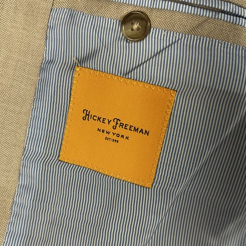 Hickey Freeman Blazer Mens 46 Beige Cashmere Silk Sport Coat Carlo Barbera USA - Picture 2 of 11