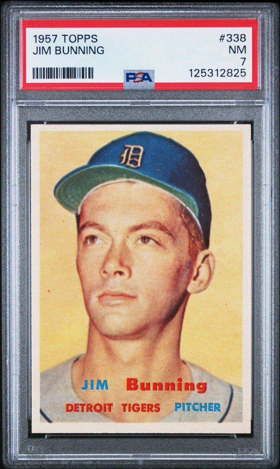 1957 Topps #338 JIM BUNNING Rookie Card Detroit Tigers - PSA 7 NM - JUST GRADED
