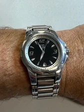 Men's ESQ by Movado Silver Tone Watch 38mm, Black Dial, E5326 USED SCRATCHES