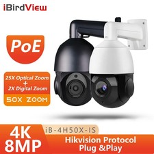 iBirdView Hikvision Compatible 8MP 4K 50XZoom POE PTZ Camera Auto Tracking New