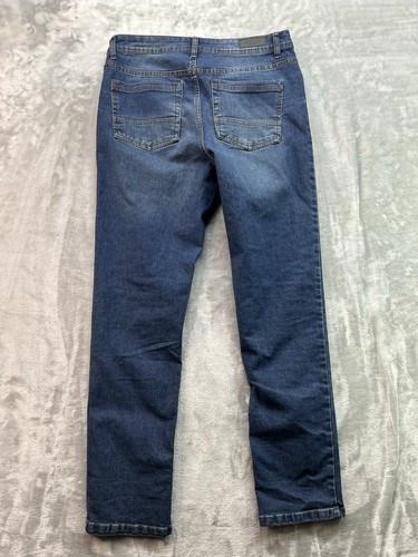 Kenneth Cole Straight Tapered Jeans Mens Sz 32x32 Blue Whiskered Faded Guys Pant - Picture 2 of 14