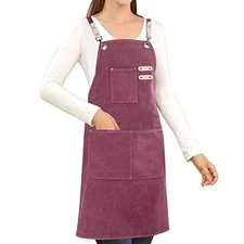 Cotton Canvas Cross Back Apron for Art Painting Garden Chef Bartender Purple