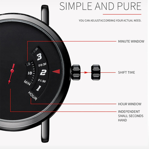 Reloj Hombre Simple Moda Tocadiscos Moda Cuero Relojes Correa Negro Hombre - Imagen 18 de 34