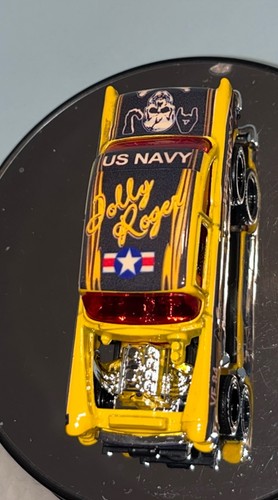 Hot Wheels 55 Chevrolet Gasser U.S. Navy Jolly Roger It’s A Custom Real Riders - Picture 7 of 13
