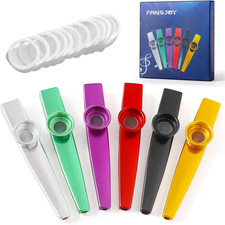 Fansjoy Kazoos 6 Pack, Multipack Metal Kazoos Musical Instruments with 12 Flute