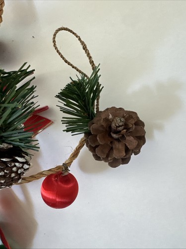 Christmas Tree Garland Primitive Rustic Natural Wood Sled Pine Cones 6' VINTAGE - Picture 7 of 7