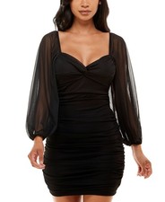 B Darlin Juniors Ruched Bodycon Dress in Black Size Large