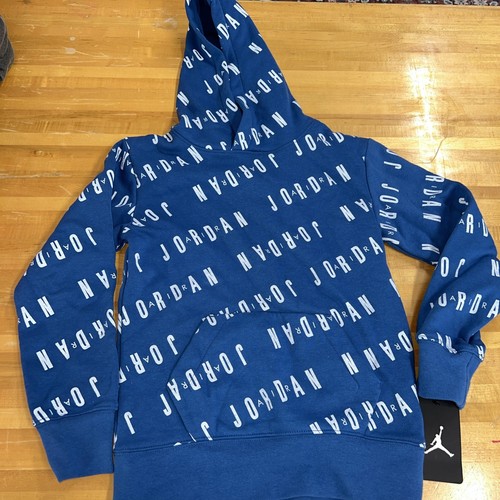 NWT Jordan Air MJ MVP AOP Pullover Hoodie Youth Size Small Blue $60