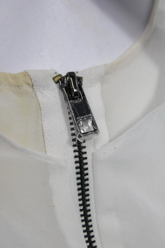 Blusa blanca sin mangas con cremallera de poliéster para mujer Allsaints Talla de diseñador 2 Foto 4 de 4