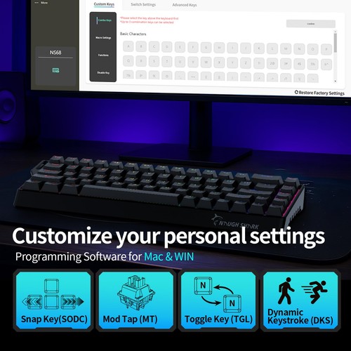 x NaughShark NS68 Hall Effect Rapid Trigger Wireless Gaming Keyboard, Bluetoo... - Bild 5 von 8