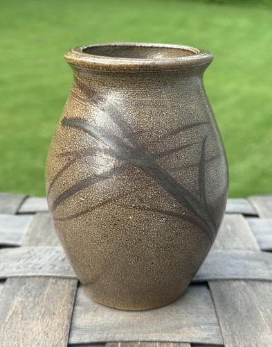 Art Pottery Decorative Brown Vase Handmade Clay Stoneware 5.25” Signed Dated