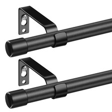 Black Curtain Rods for Windows 28 to 48 Inch - 5/8 Inch Small Curtain Rods 2 ...