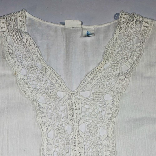 Sigrid Olsen Women’s Linen V-Neck Crochet Trim Swim Cover Up Large - Picture 6 of 10