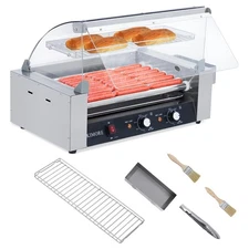 Hot Dog Roller, 18 Hot Dogs 7 Rollers Grill Cooker Machine, Dual Temp Control