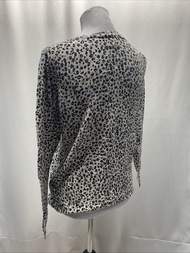 J. Crew Women’s White Tan Leopard Print Long Sleeve Crew Neck Sweater - Picture 7 of 12