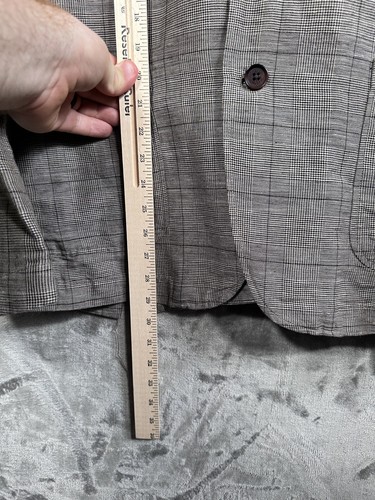 Untuckit Blazer Mens 42R Gray Plaid Sport Coat Two Button Cotton Linen Jacket - Picture 5 of 7