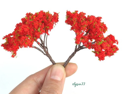 4PC Miniatures Lot Spring Flower Trees HO/OO Scale Garden Plants Scenery Model - Picture 4 of 12
