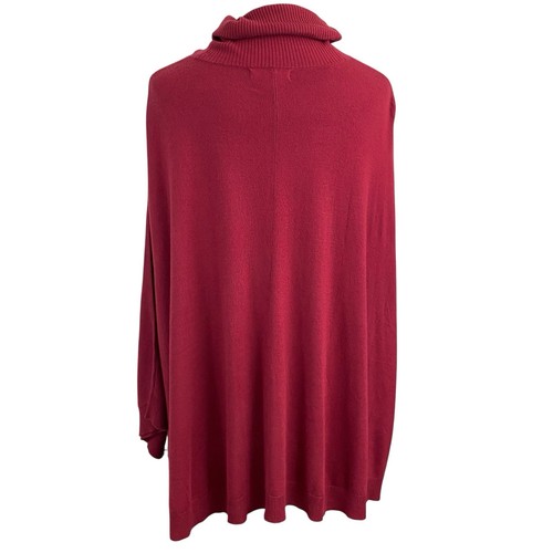 Ellos maglione poncho donna collo alto taglie forti 1X (22W-24W) oversize rosso marrone - Foto 4 di 8