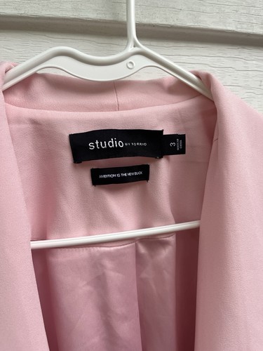 Studio By Torrid Women's Longline Open Front Pink Blazer Jacket Pockets 3 Blush - Picture 4 of 10