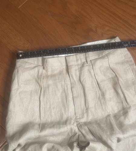 Vintage Polo Ralph Lauren Leinen Anzughose Herren 34x32 Beige Bundfaltenhose - Bild 3 von 6