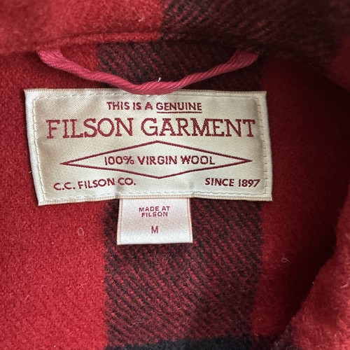 Filson Mackinaw Wool Cruiser Jacket, Size Medium, Buffalo Red/Black Plaid - Picture 2 of 13