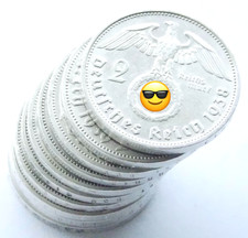 GERMAN Lot 10x 2 REICHSMARK 1937 - 1939 SWASTIKA Silver Coins 3rd Reich WW2 Mark