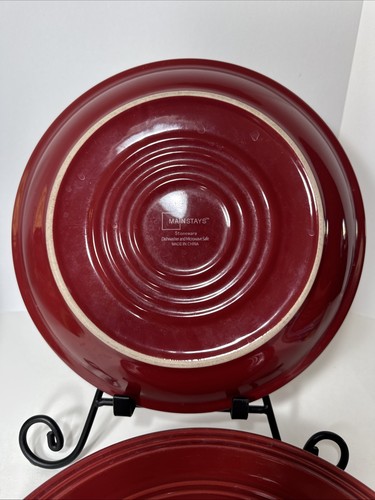Lot Of 4 Mainstays Red Stoneware 10.5” Dinner Plates. - Picture 5 of 6