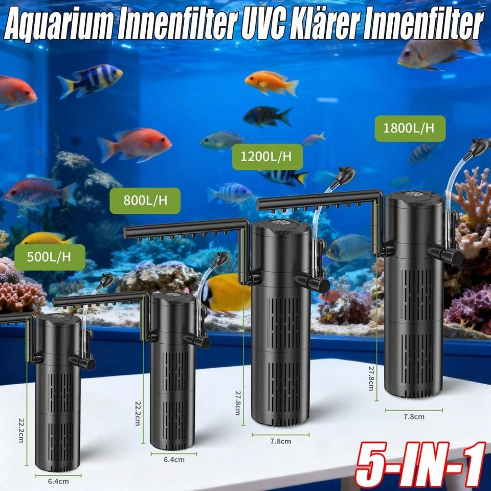 5-in-1 Aquarium Innenfilter mit UV lamp Aquarium Filterpumpe Einstellbarer Pumpe - Bild 3 von 4