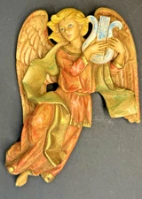 Large 7" E Simonetti Italy Angel Lyre Harp Plastic Wall Hanging-Nativity Piece