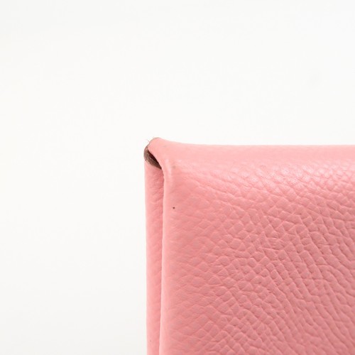 HERMES Veau Epsom Leather B Stamped CALVI Card Case Card Holder Auth Used F/S - Picture 12 of 21