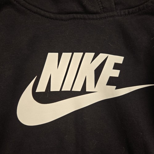 Nike Kids Pullover Fleece Hoodie Black Front Swoosh Logo Size 5 4-5Y 104-110cm - Picture 3 of 6