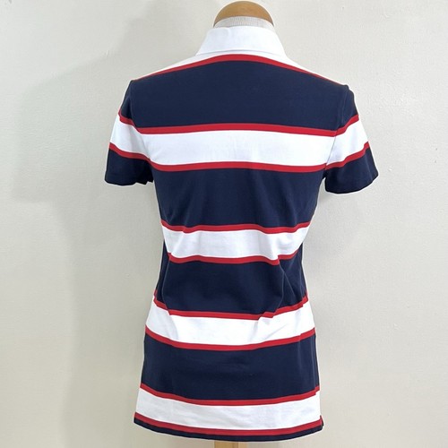 Tommy Hilfiger Women’s Short Sleeve Polo Striped Shirt Size M Blue - Picture 5 of 9