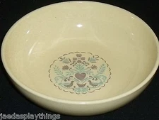 Santa Anita Ware Vegetable Large Bowl PLAIN & FANCY Heart Birds Round Vtg 9"