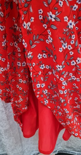 Copperose Red Floral Print Dress Size M/L (Uk 12/14) - Picture 7 of 13