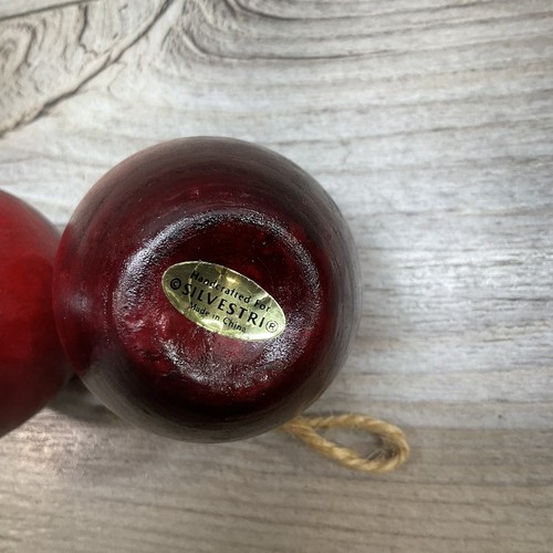 Silverstein 2 1/2" rote Holzäpfel/Ornamente 2er Set - Bild 4 von 7