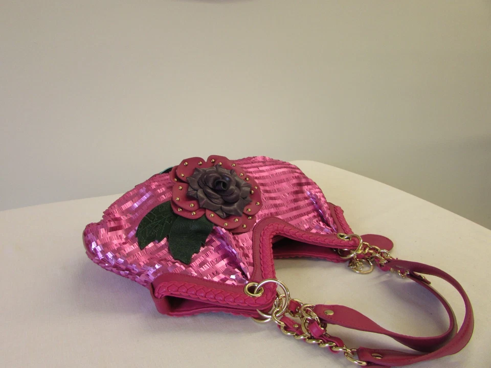 Designed in New York by Sharif Women Limited Edition Pink Sequins Shoulder Bag - Image 2 of 4