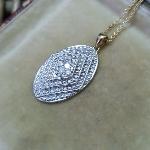 925 Sterling Silver Necklace, Gold Plated, Natural Diamonds Pendant, 0.350ct - Picture 7 of 9