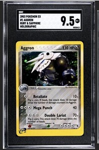 SGC 9.5 MINT + Aggron 1/109 ex Ruby & Sapphire Holo Rare 2003 Pokemon Card