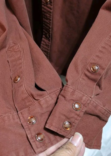 Hawk Workwear Mens Shirt Sz 3XL Rust 100% Cotton Long Sleeve Pearl Snap Western - Picture 6 of 8
