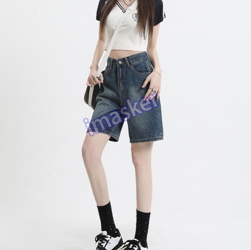 Nuevos Pantalones Cortos de Denim de Verano para Mujer Informales Rectos Pantalones Cortos Pantalones Finos Cintura Alta - Imagen 9 de 26