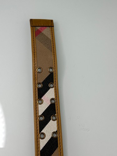 Burberry Double Buckle Leather Canvas Check Print Belt 28-70 - Picture 6 of 8