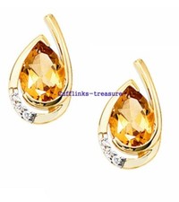 Natural Citrine & CZ Gemstones with 925 Sterling Silver Gold Plated Cufflinks #4