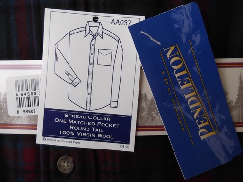 Camisa a Cuadros Vintage Pendleton Lana Lavable Umatilla Roja/Verde - Mediana - Nueva con Etiquetas - Imagen 4 de 4