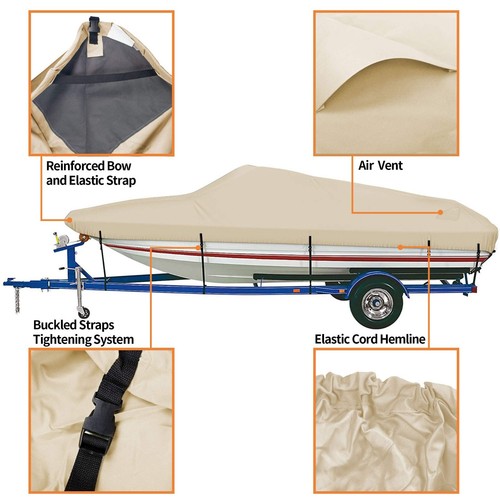 iCOVER V-Hull Fishing Runabout BassTrailerable Boat Cover,Marine Grade Canvas - Bild 15 von 30