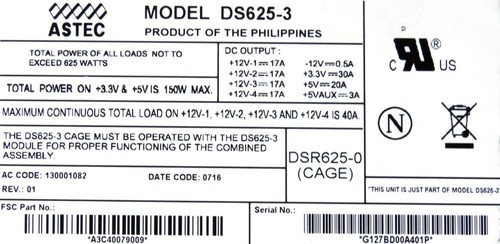 Power Supply Cage ASTEC DSR625-0 DS625-3 PRIMERGY RX330 - Picture 3 of 3