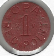 WWII Ration Token, OPA Red 1 Point, Letters X V, Office of Price Administration